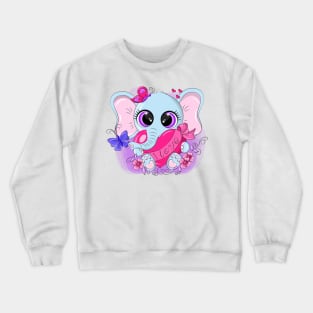 Cute elephant with a gift in his hands. Crewneck Sweatshirt